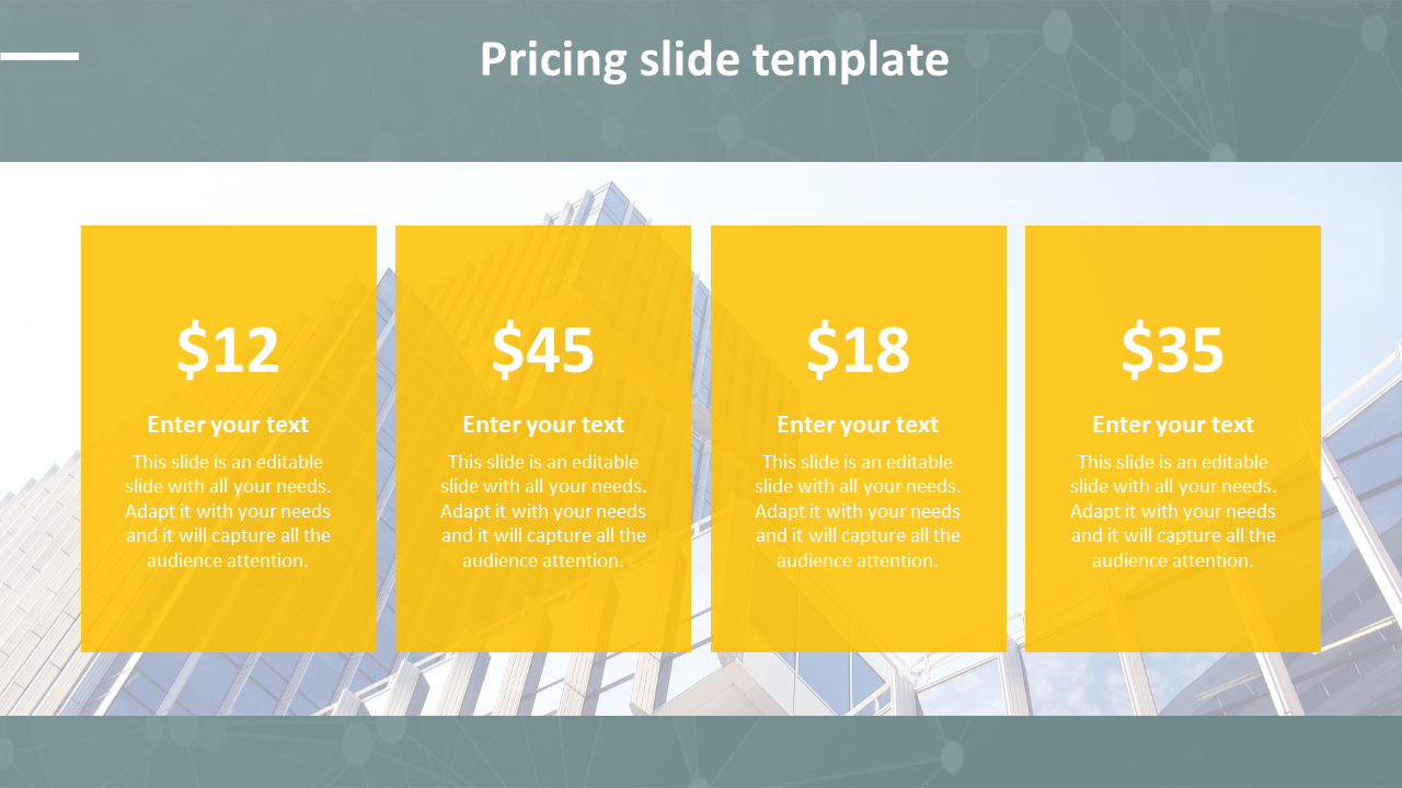 Editable Pricing Slide Template Presentation Design